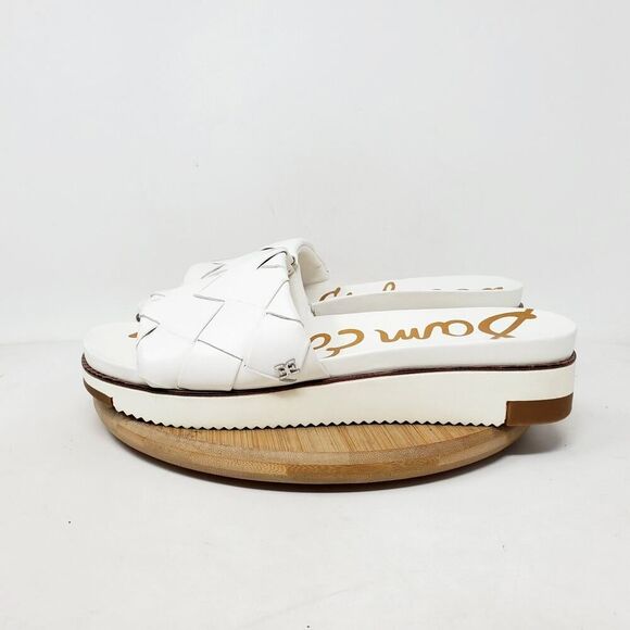 Sam Edelman Sandals Womens 7.5 Adaley White Slide Slip On Shoes Woven Platform - Picture 6 of 13